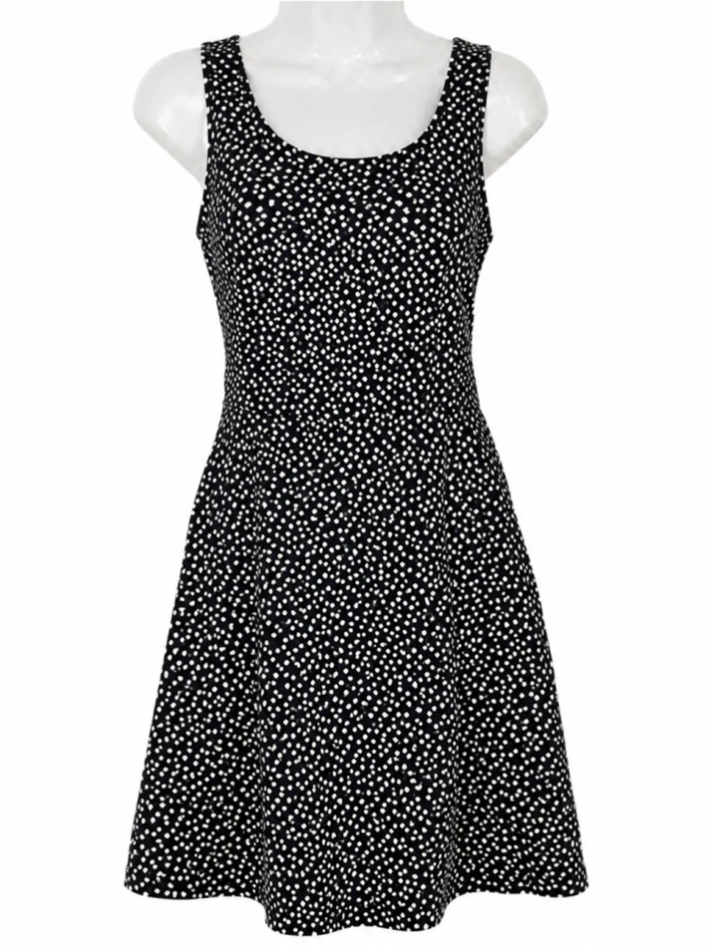 Old Navy Black & White Polka Dot Sleeveless Fit & Flare Tank Dress